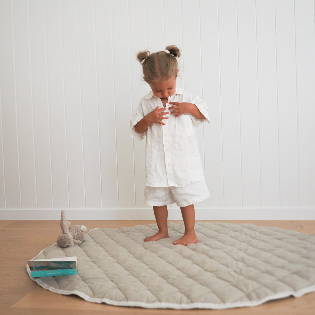 Kids White Linen Pyjama Set