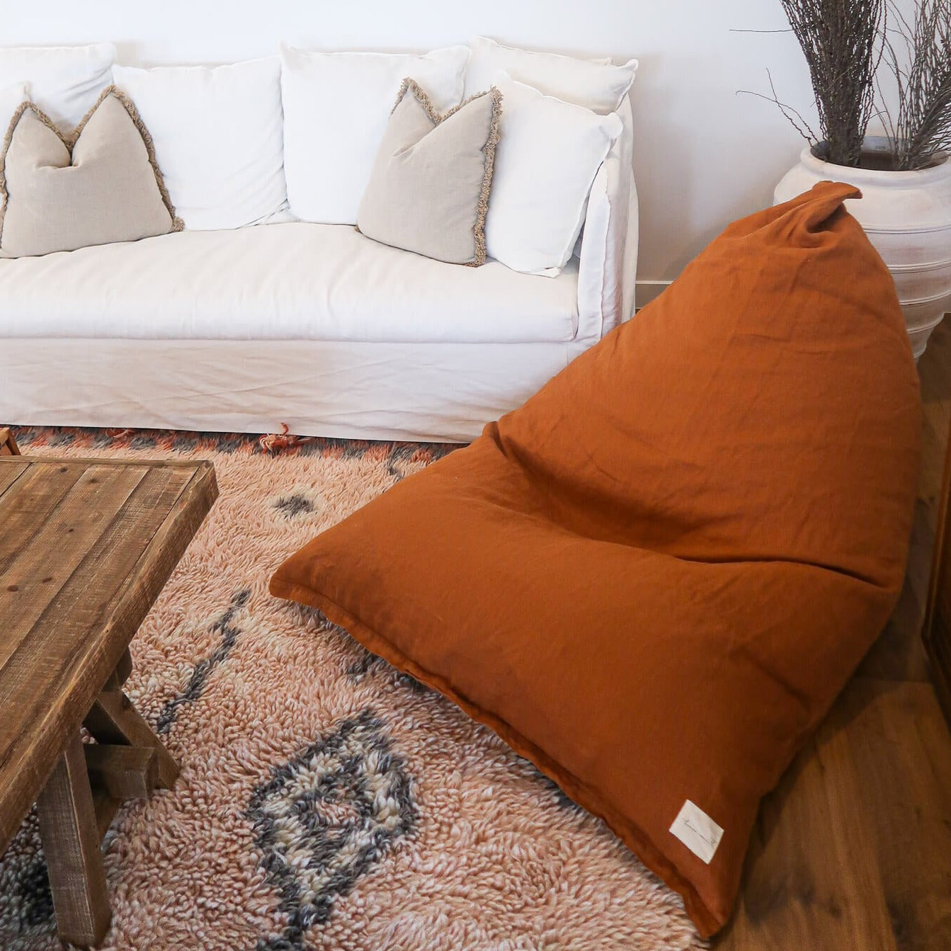 Tobacco Linen Bean Bag