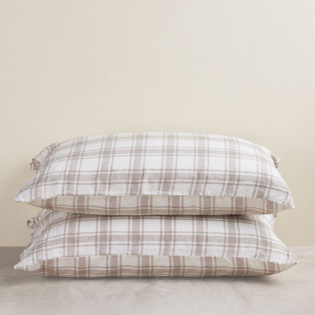 Milk And Honey Country Plaid King Linen Pillowcase (Set of 2)