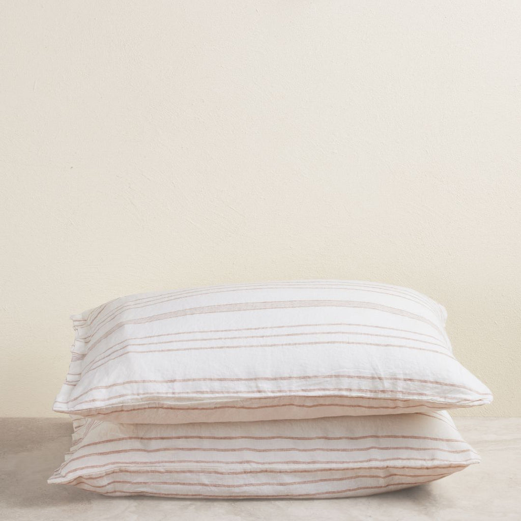 Sienna Amalfi Striped Standard Linen Pillowcase (Set of 2)