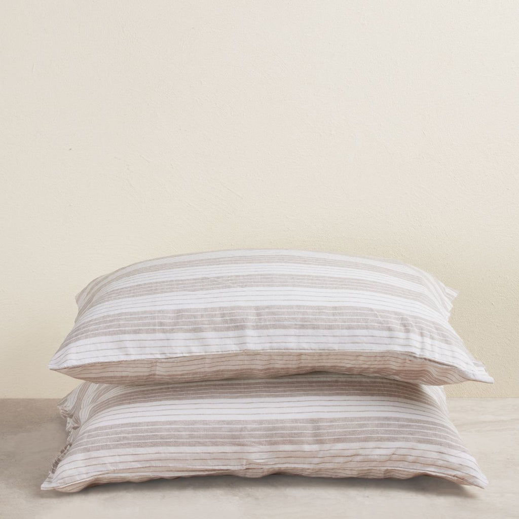 Milk And Honey Chester Striped Standard Linen Pillowcase (Set of 2)