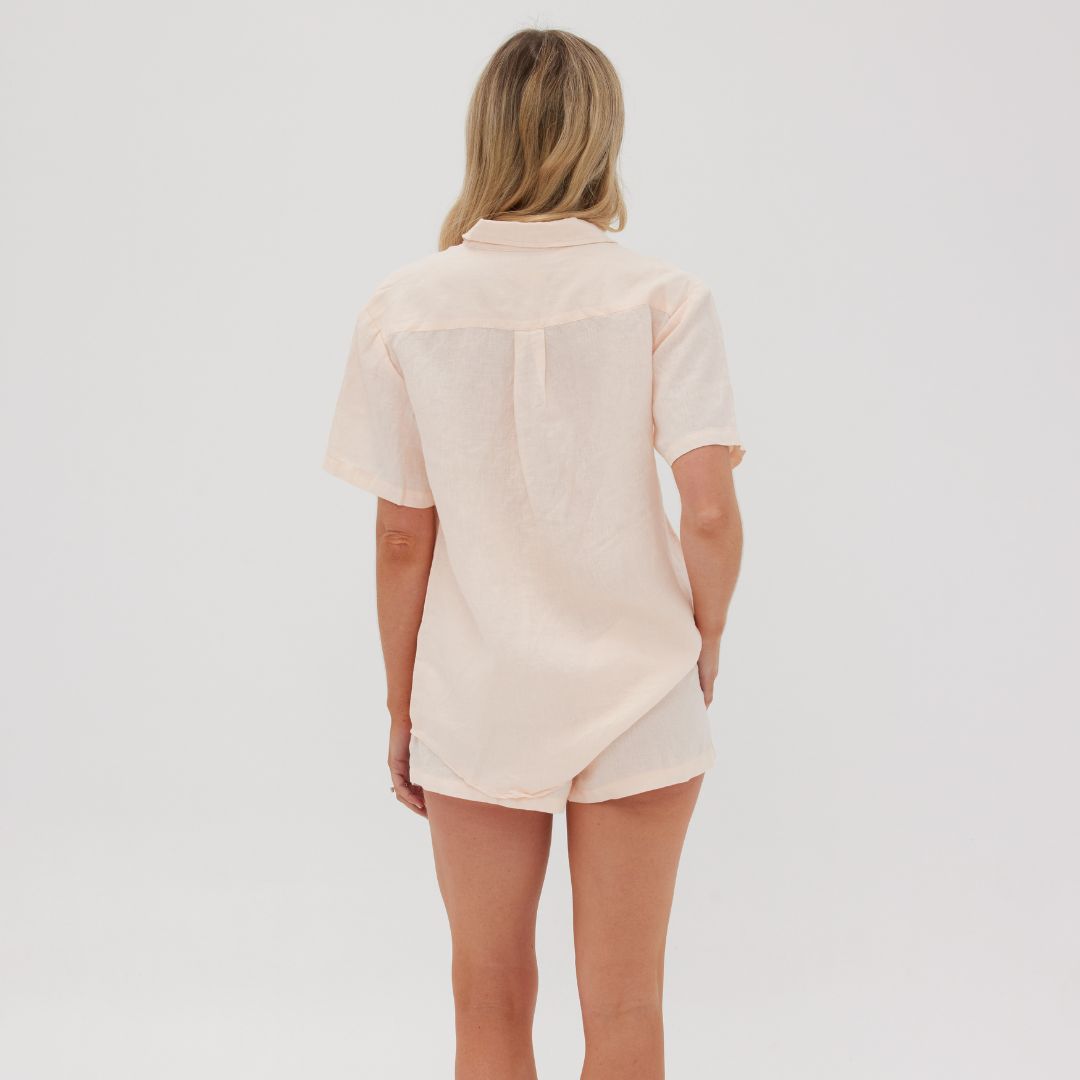 Peach Linen Pyjama Set