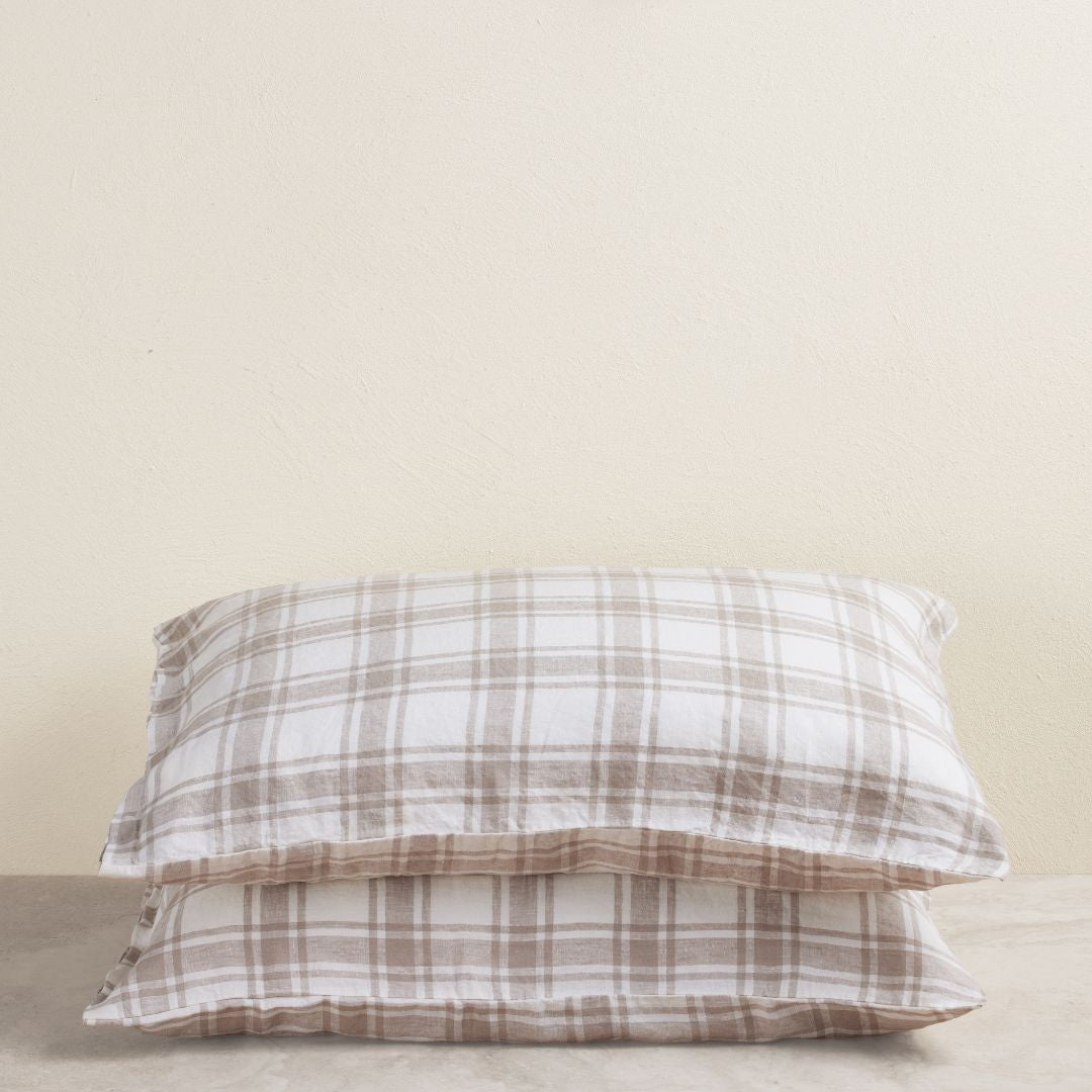 Milk And Honey Country Plaid Standard Linen Pillowcase (Set of 2)