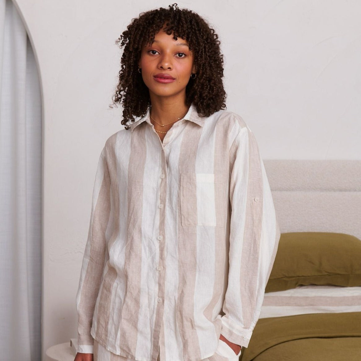 Long Linen Pyjama Set - Milk And Honey – Linen Social