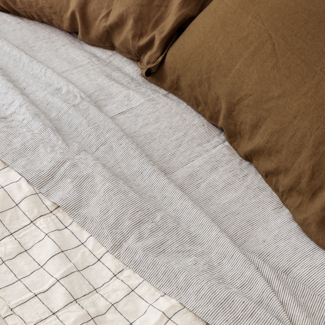 Ash Pinstriped Sheet Set