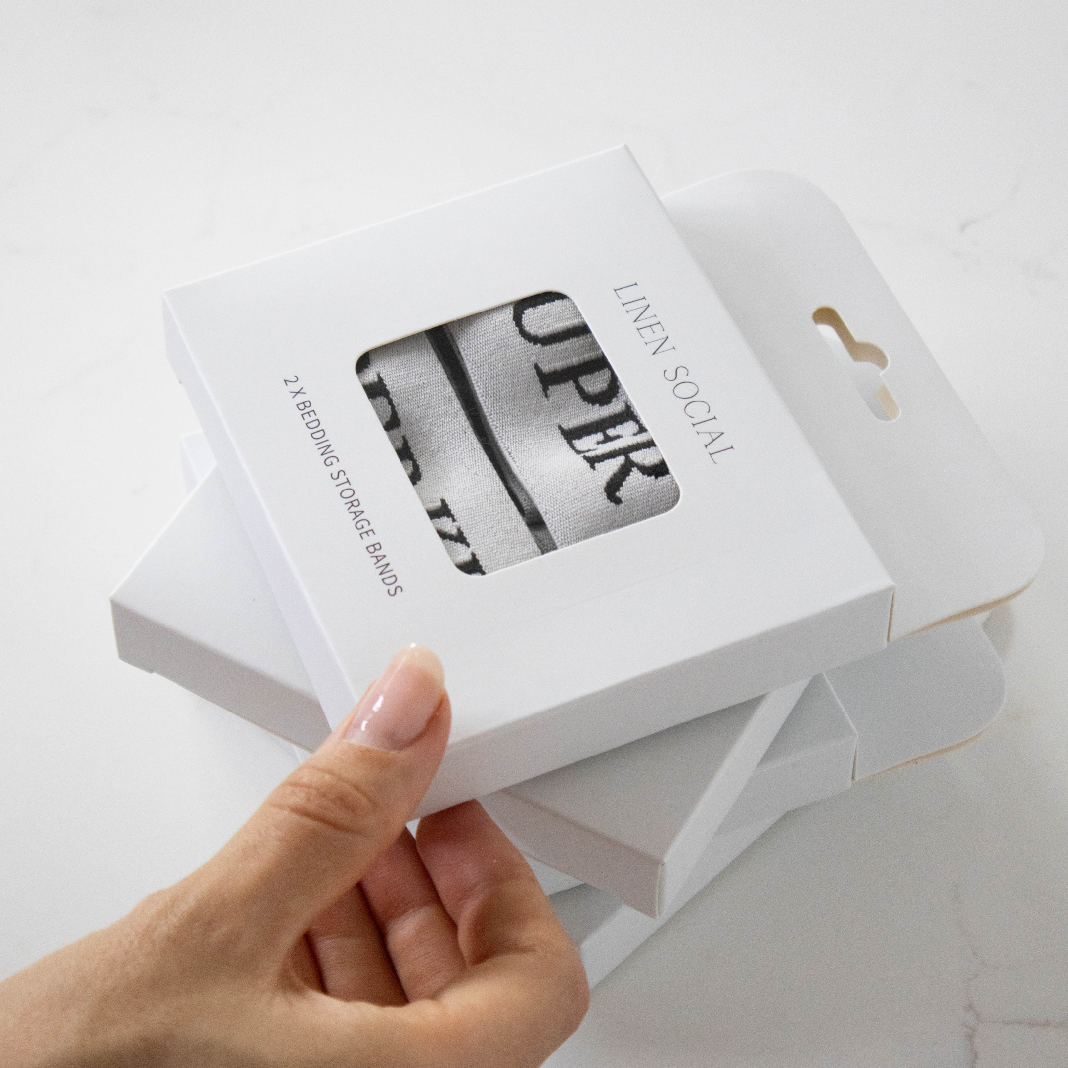 Linen Bedding Organiser Storage Bands - Set of 2