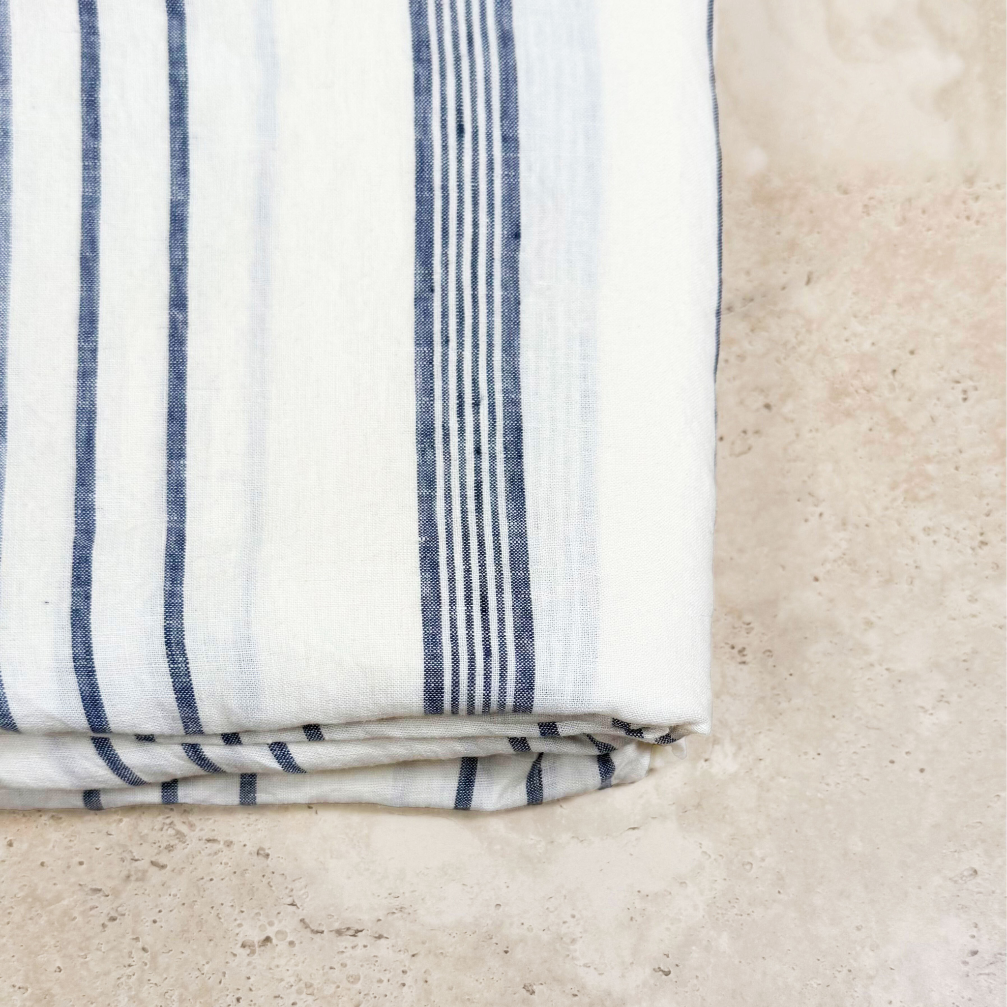 Blue Striped Linen Doona Set 