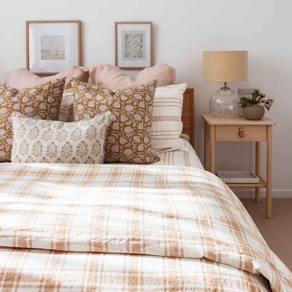 Plaid Linen Bedding Set