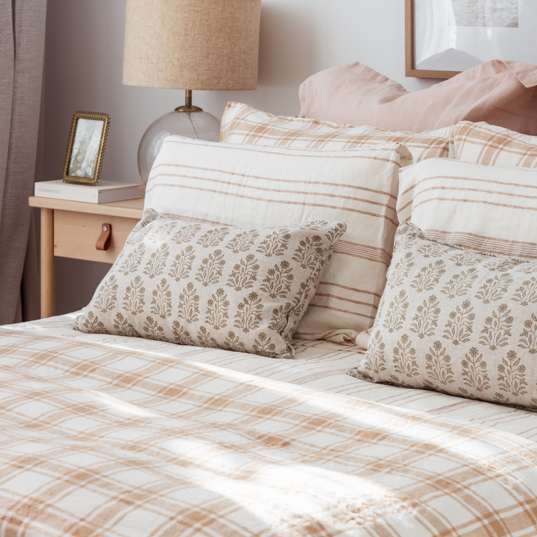 Apricot Check Duvet Set