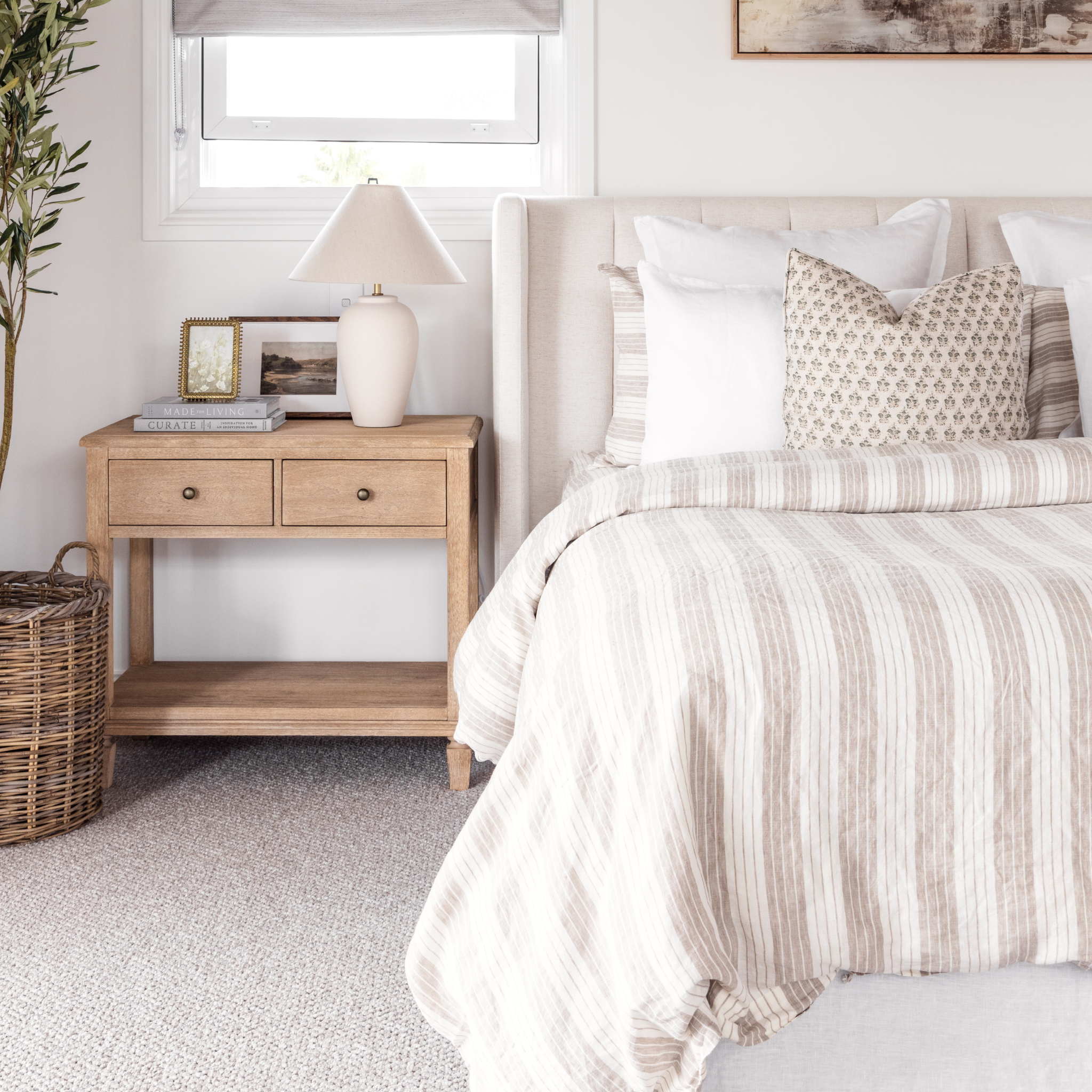 Beige Striped Bedding