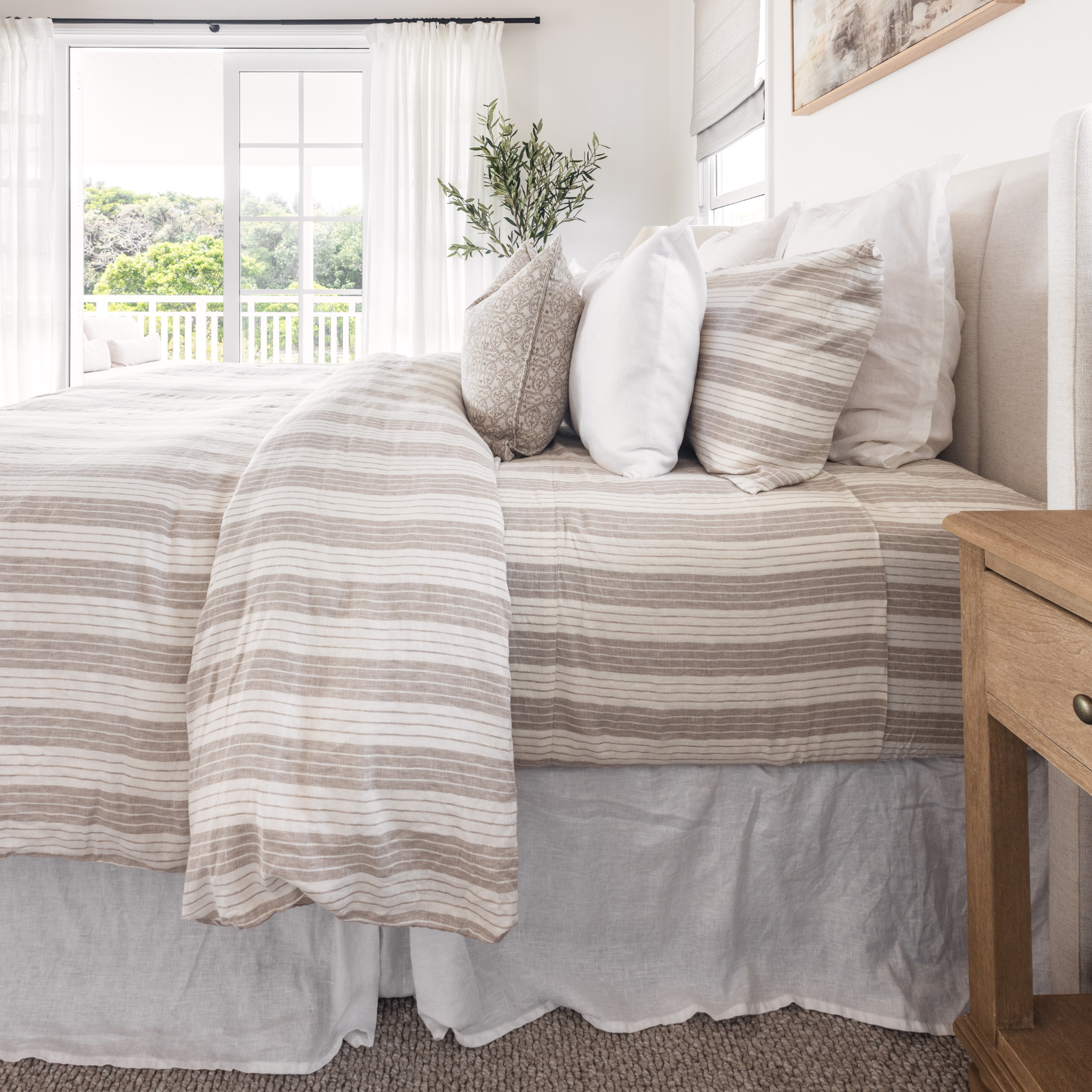 Natural Stripe Linen Sheets