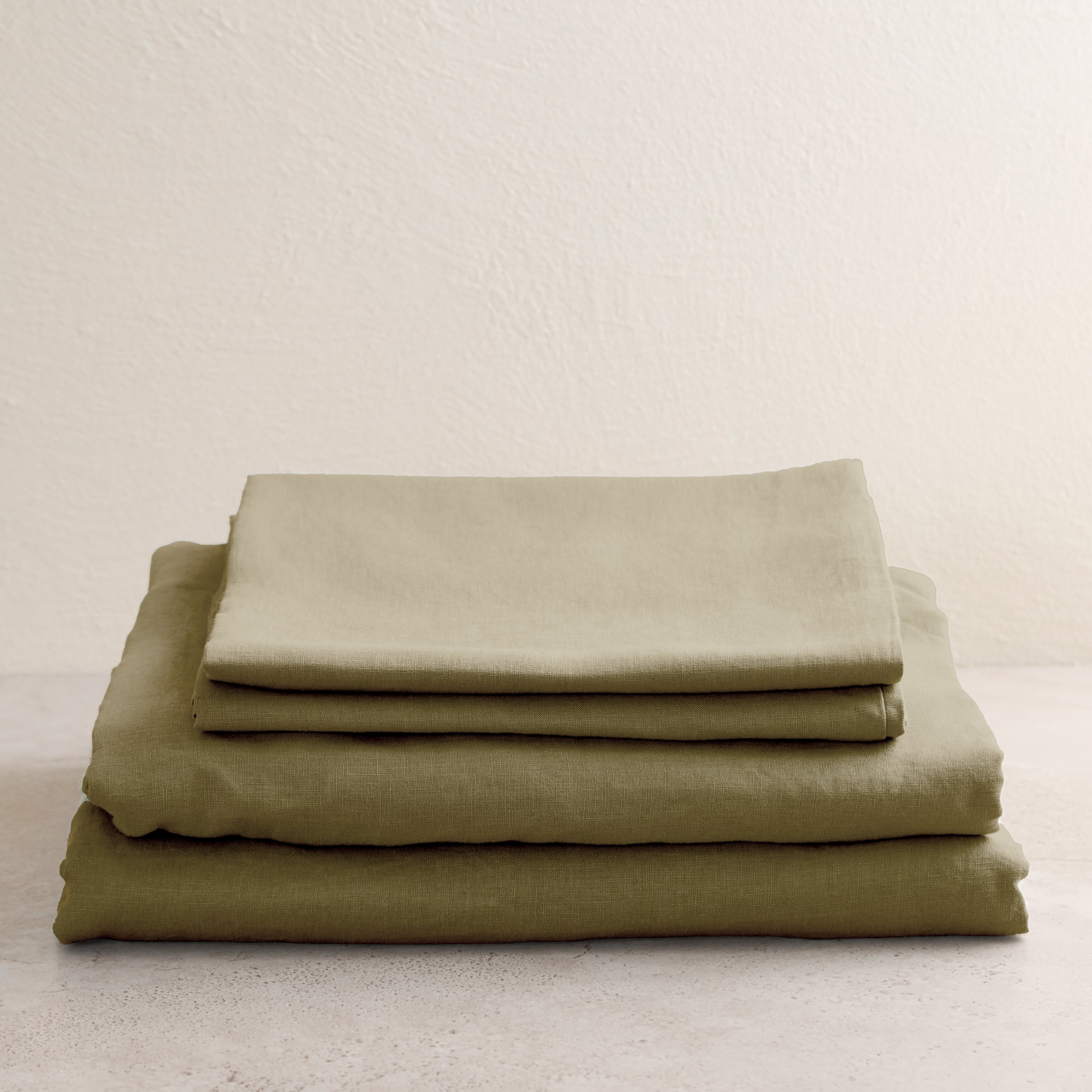 Green Linen Sheet Set