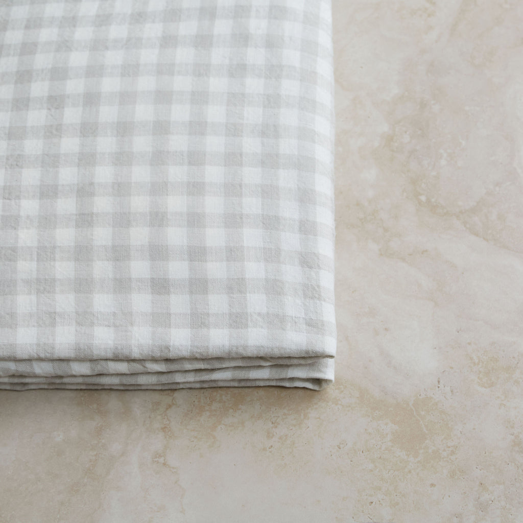 Dove Grey Gingham Fitted Sheet