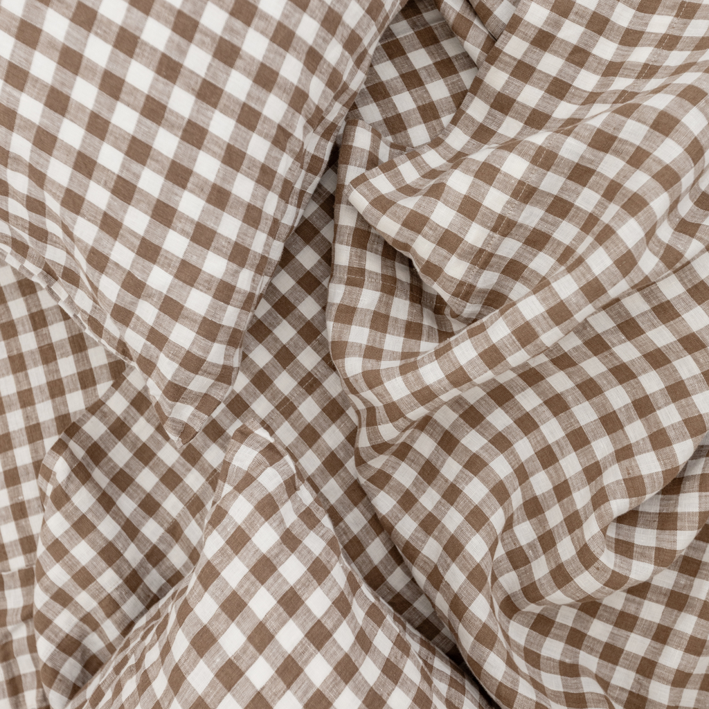 Brown Gingham Sheet Set
