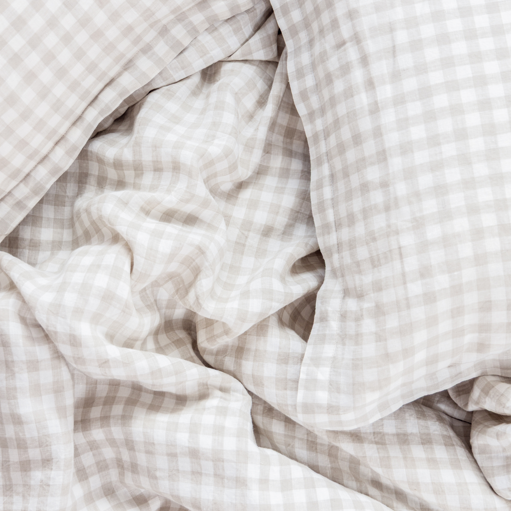 Grey Gingham Sheet Set