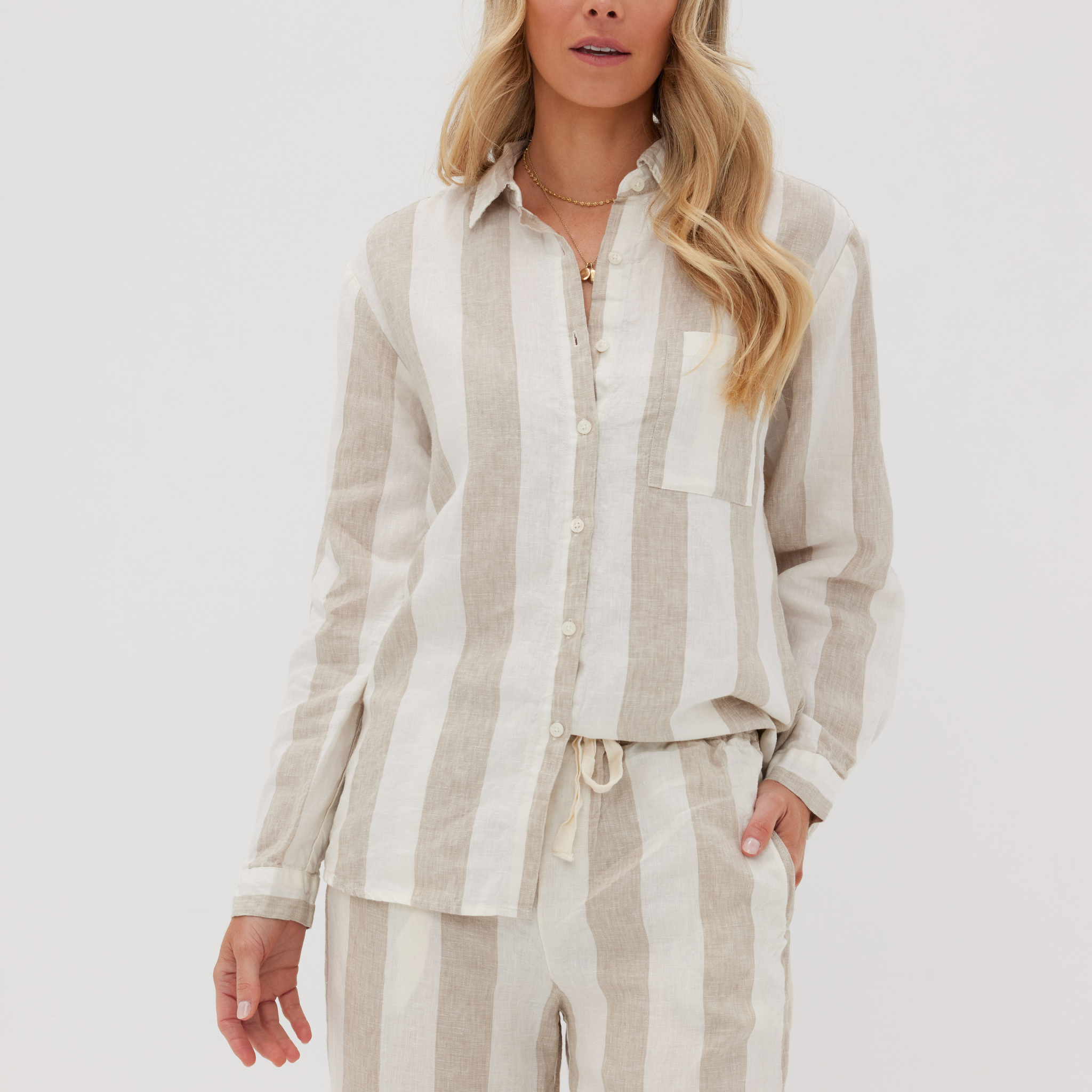 Striped Linen Shirt Womens