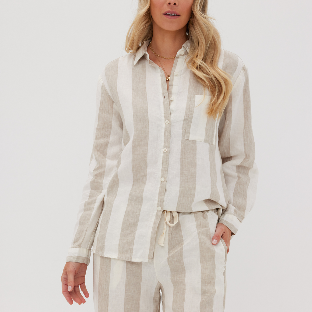 Striped Linen Shirt Womens