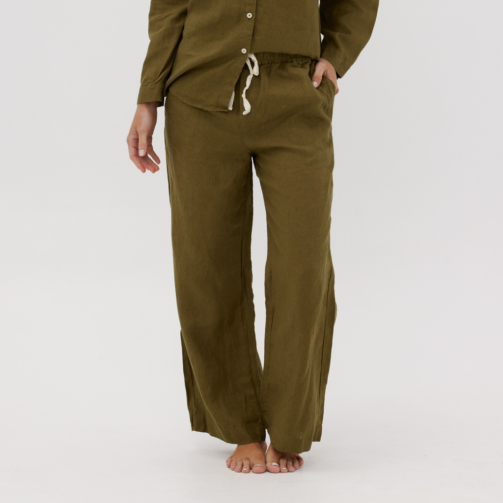 Olive Linen PJ Pant