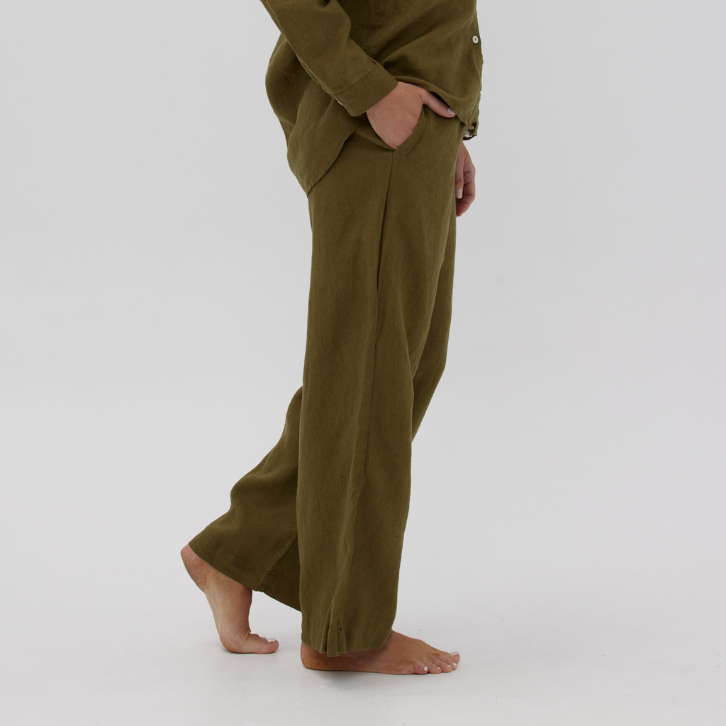 Olive Linen Pant