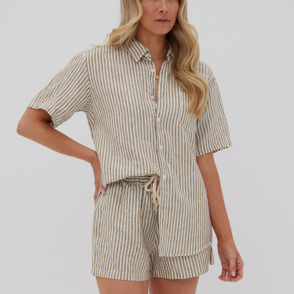 Striped Linen Women's Set