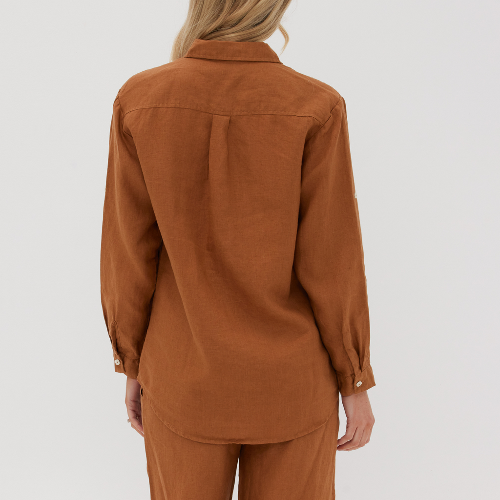 Toffee Linen Long Sleeve Shirt