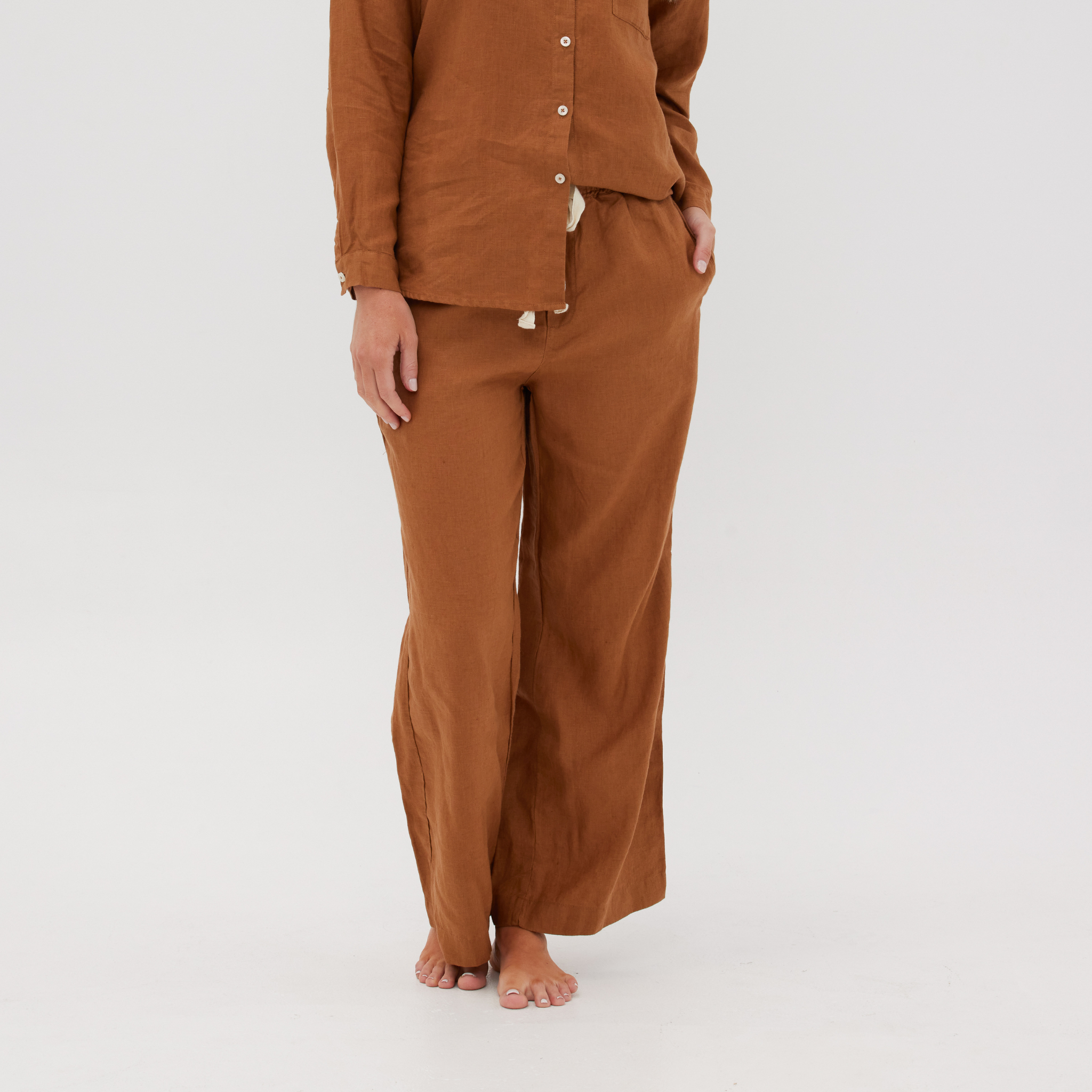 Rust Linen Pants Womens