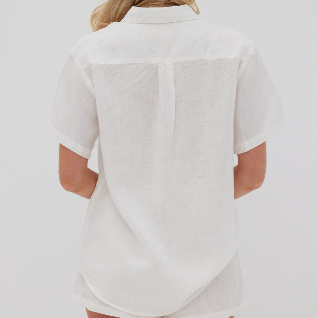Ladies White Linen PJ Set