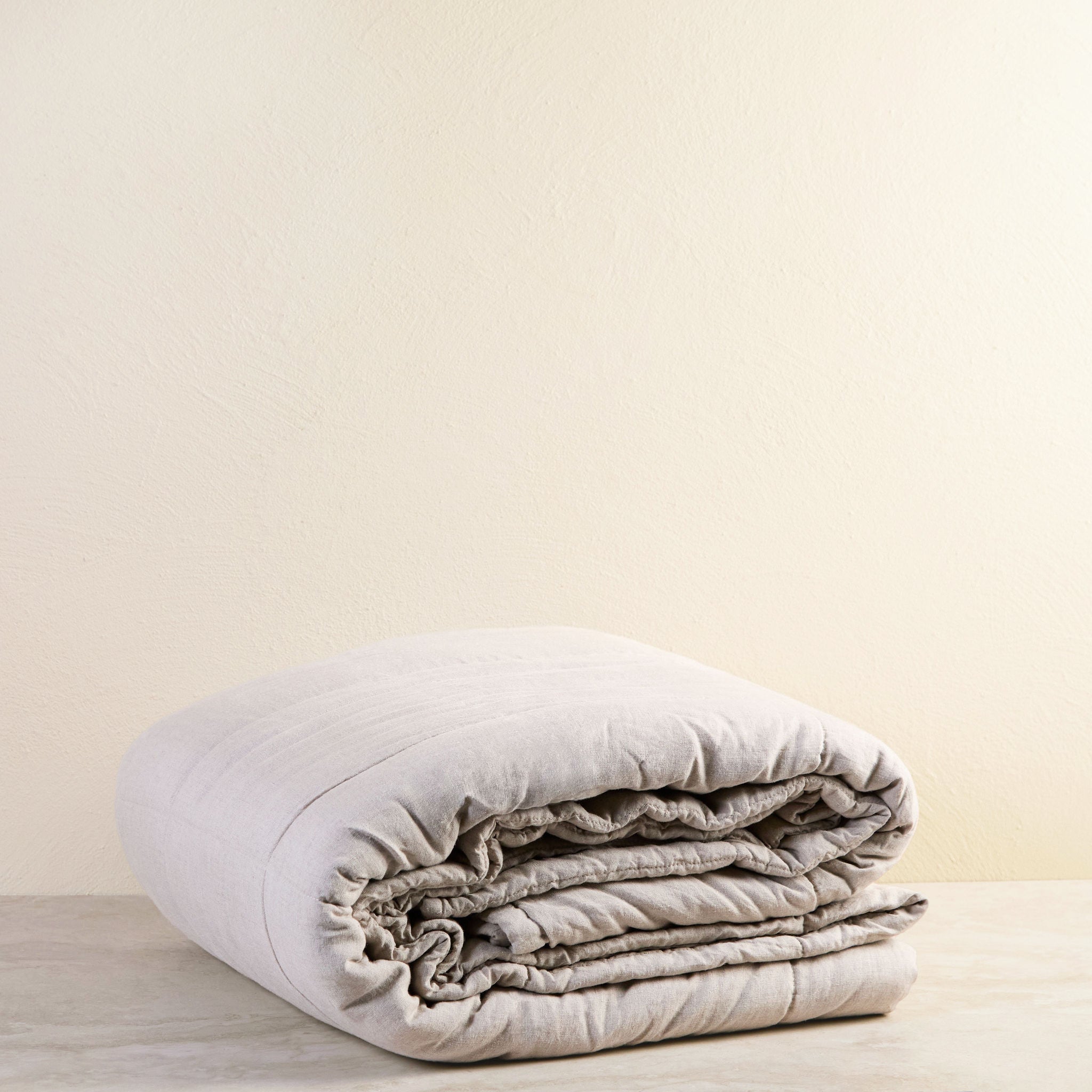 Natural light brown flax linen quilt cover