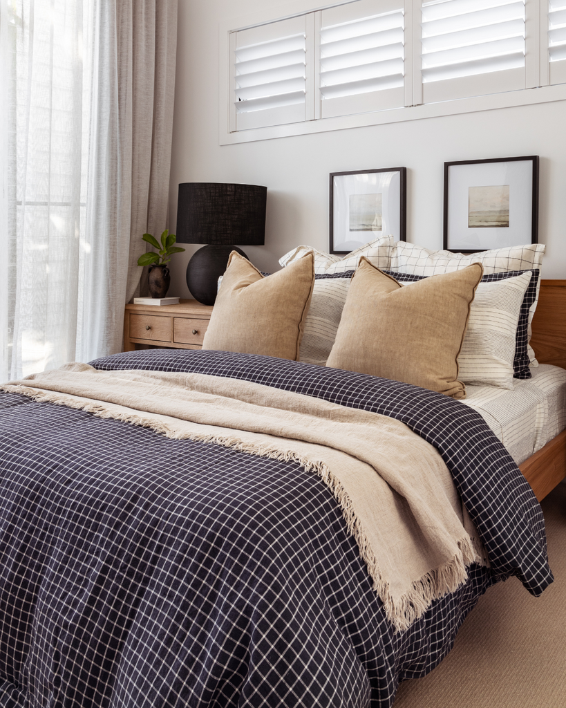 Navy Checkered Duvet Linen Set