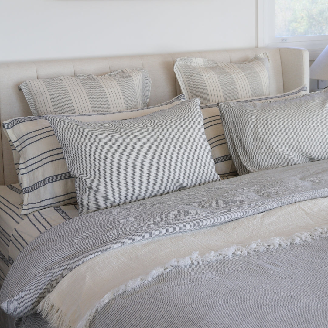 Linen Social Ash Pinstriped Duvet Set
