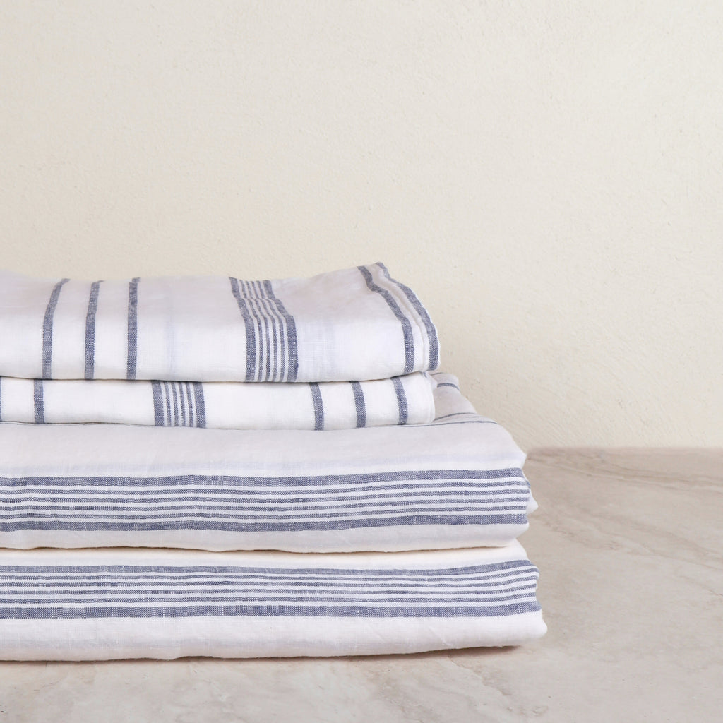 Linen Social Blue Amalffi Sheet Set