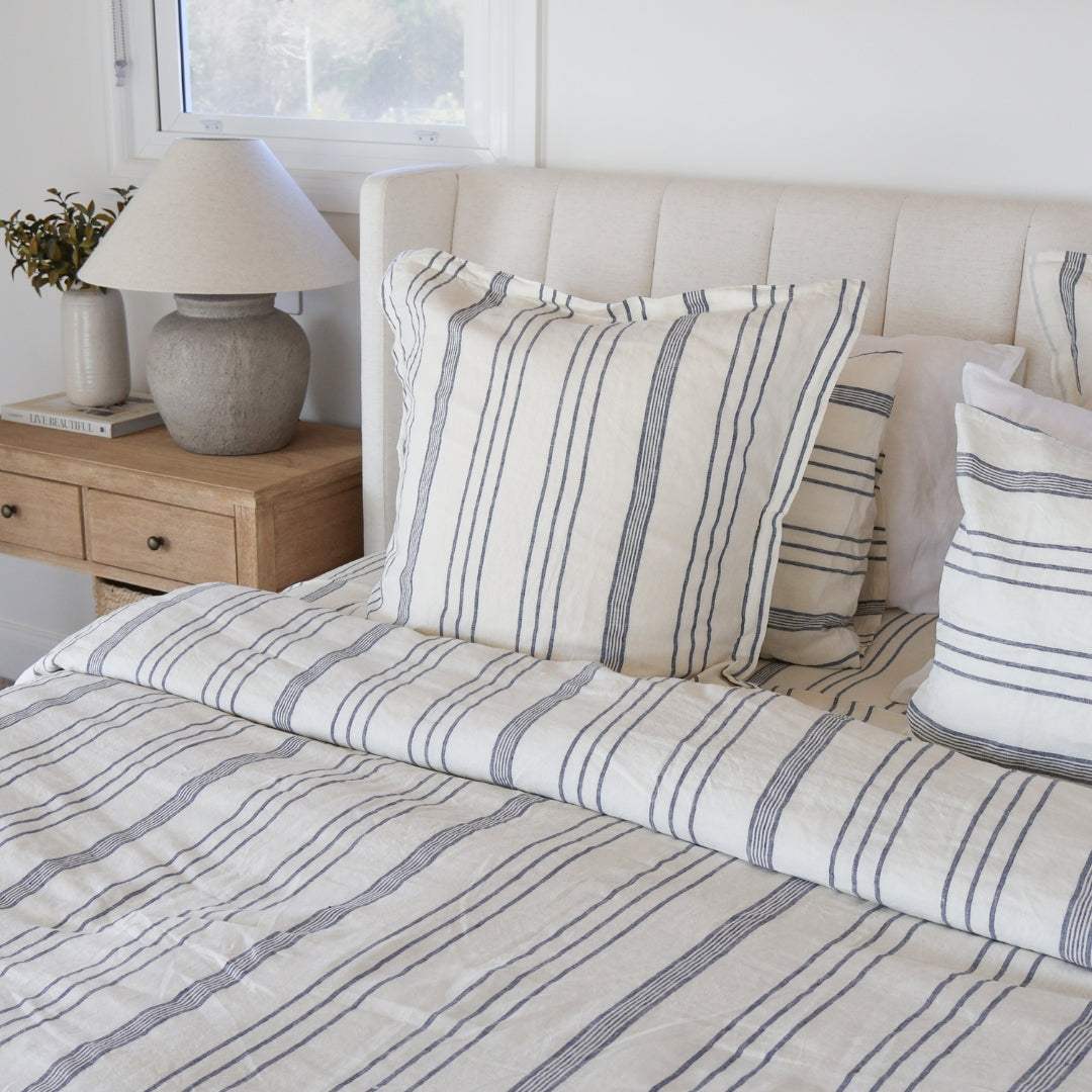 Linen Social Blue Amalfi Euro Pillows