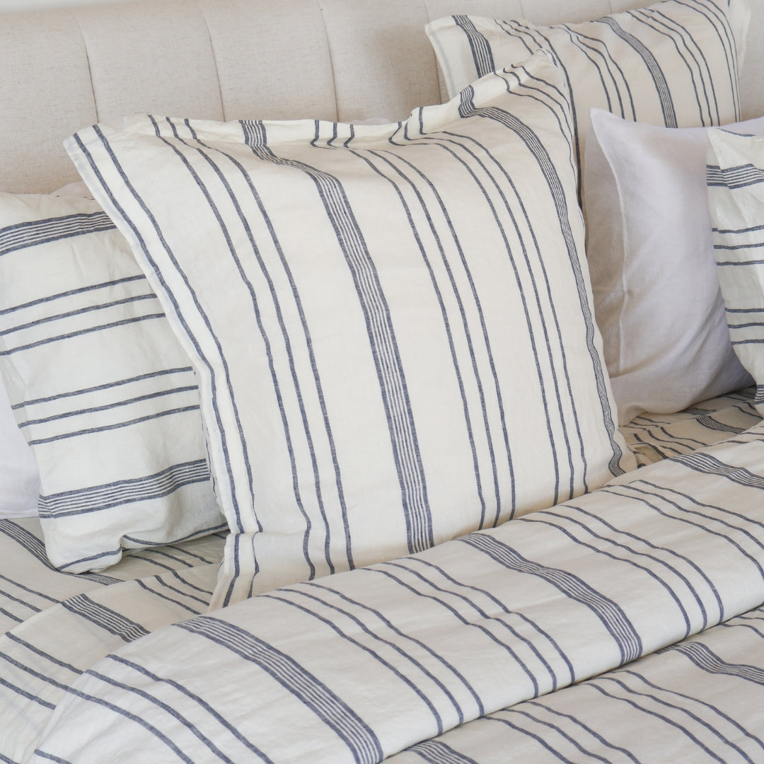 Linen Social Blue Amalfi Euro Pillows