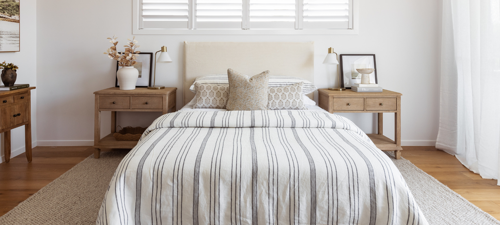 Blue Striped Linen Duvet Set