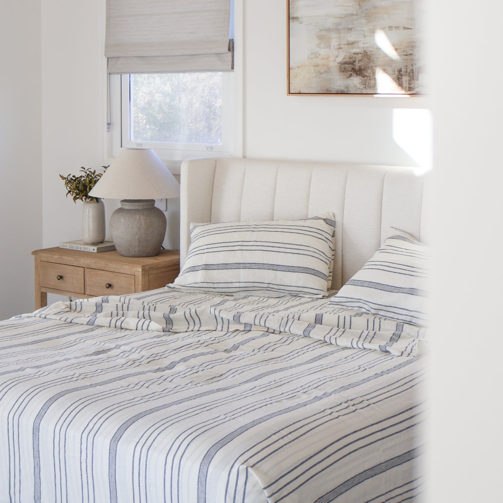 Linen Social Blue Amalfi Sheet Set