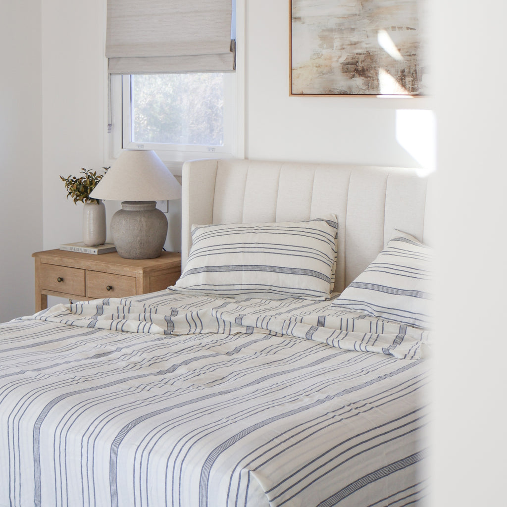 Linen Social Blue Amalfi Sheet Set
