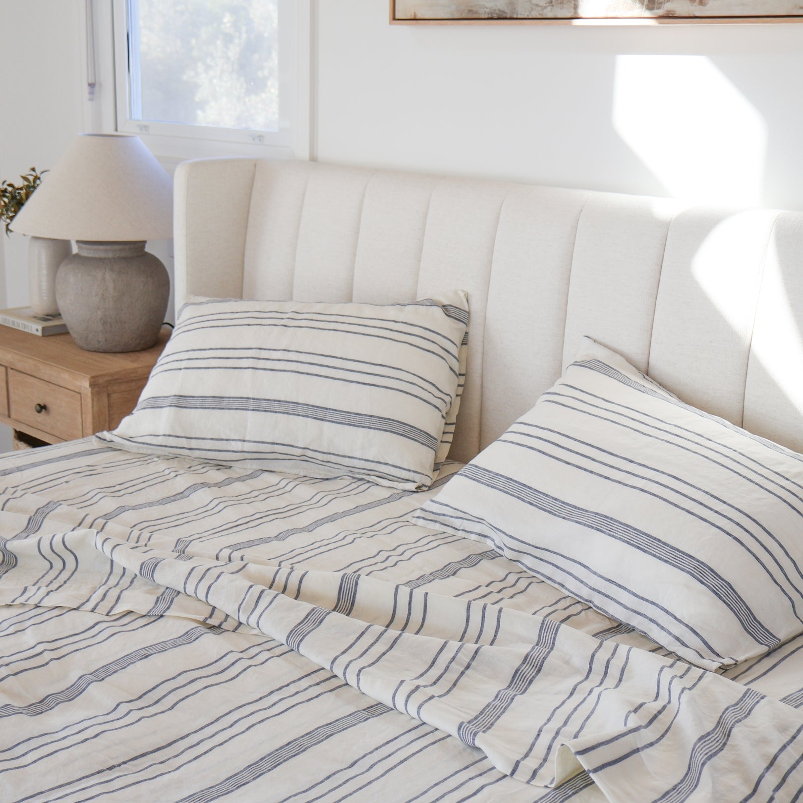 Linen Social Blue Amalfi Sheet Set