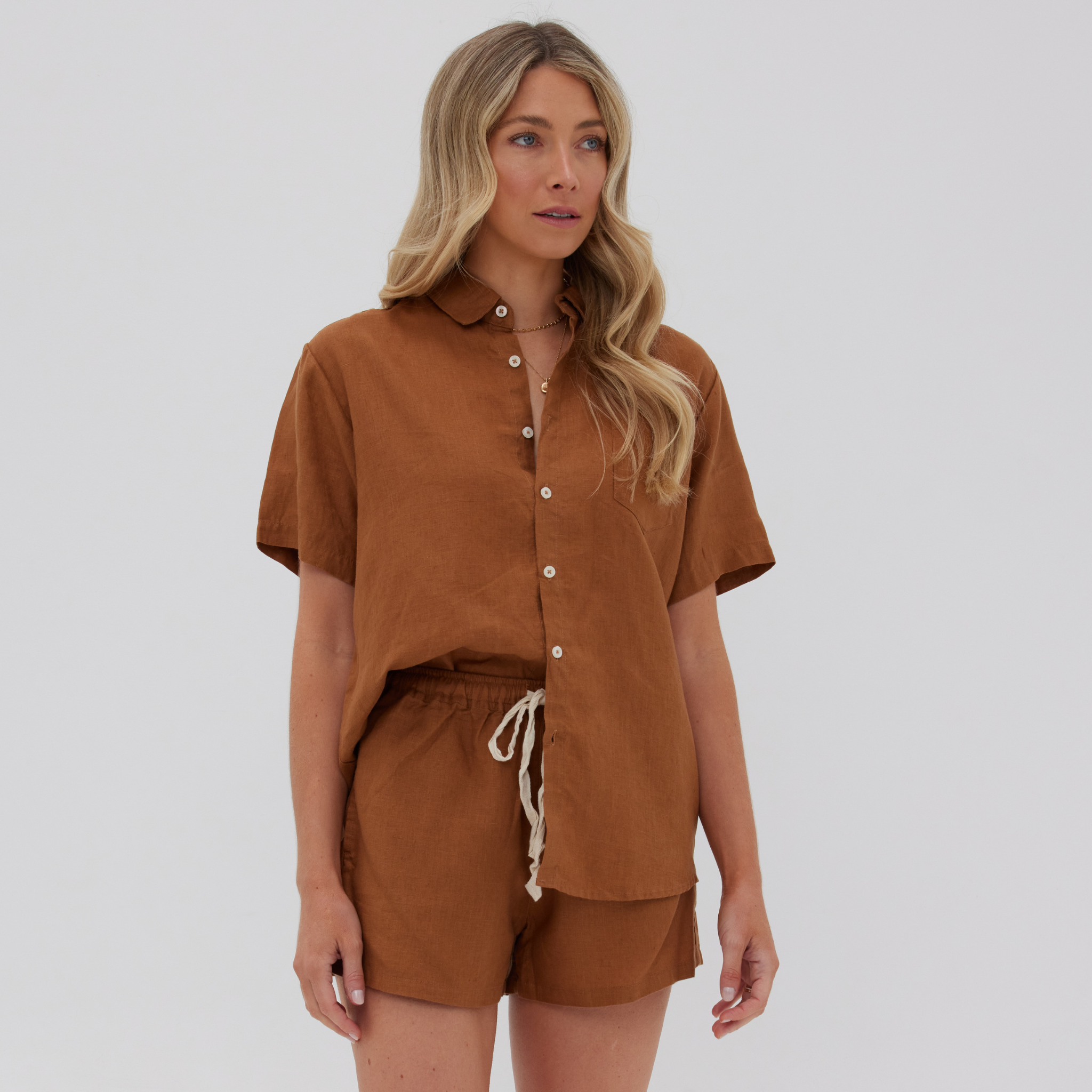 Rust Linen Matching Set