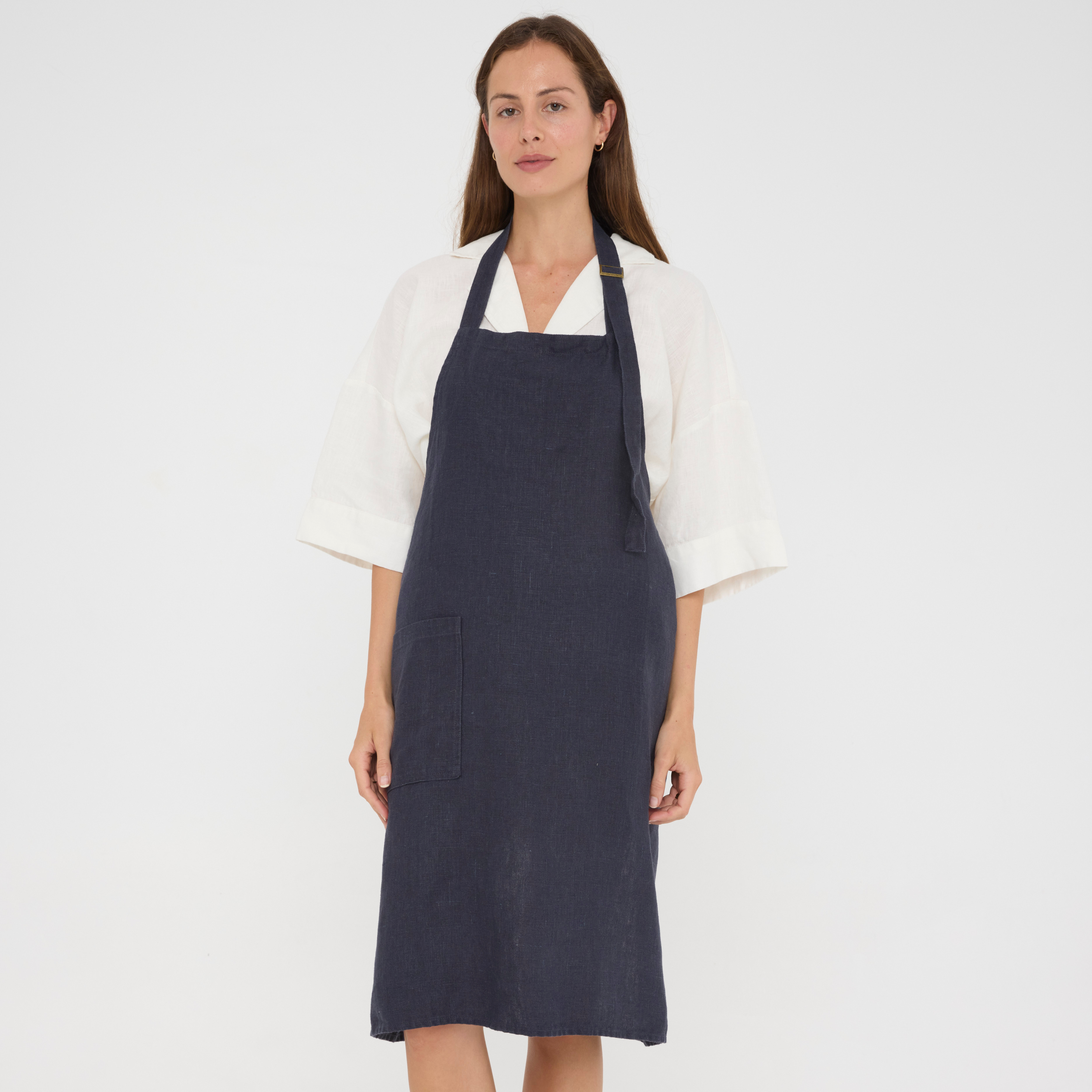 Navy Linen Apron