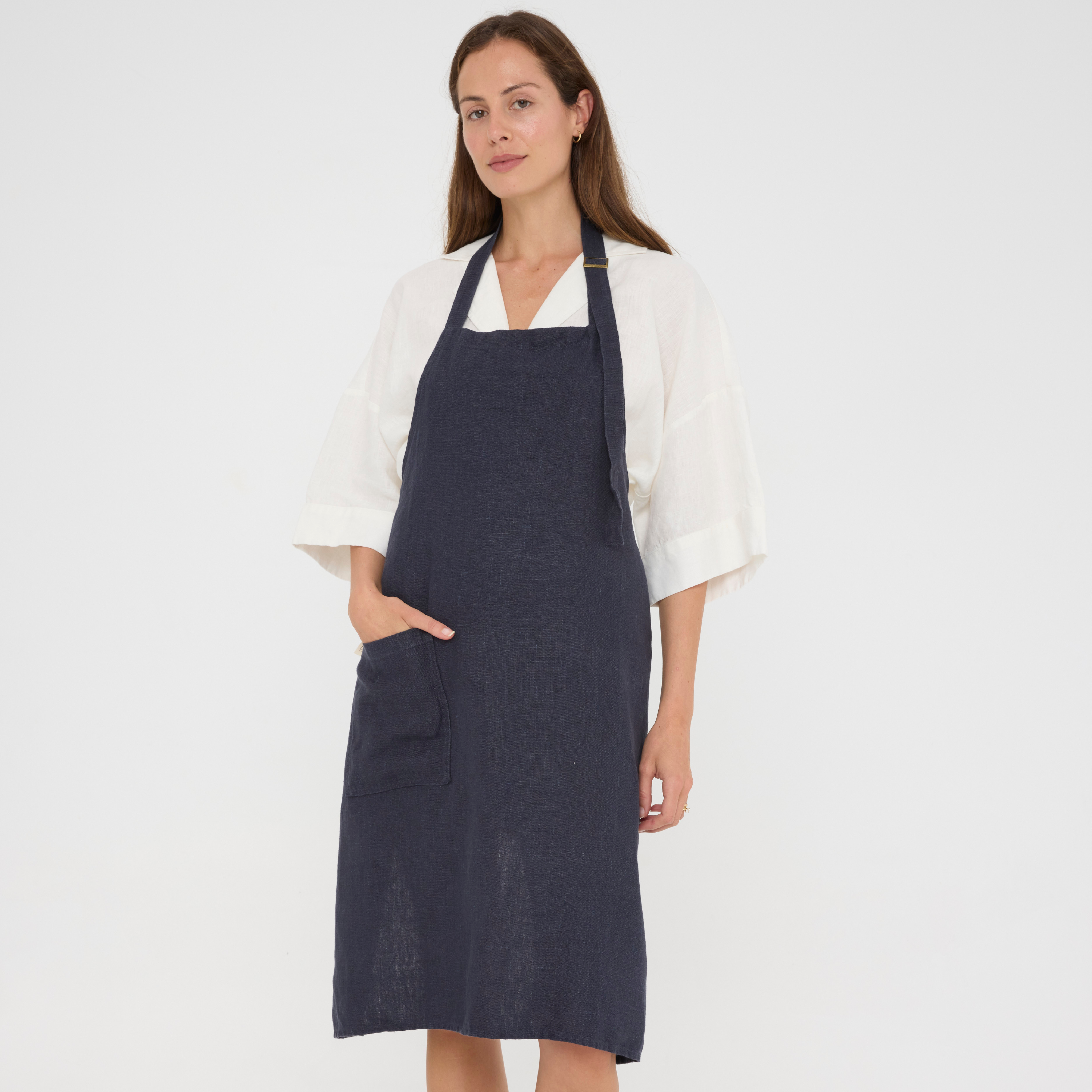 Navy Linen Apron