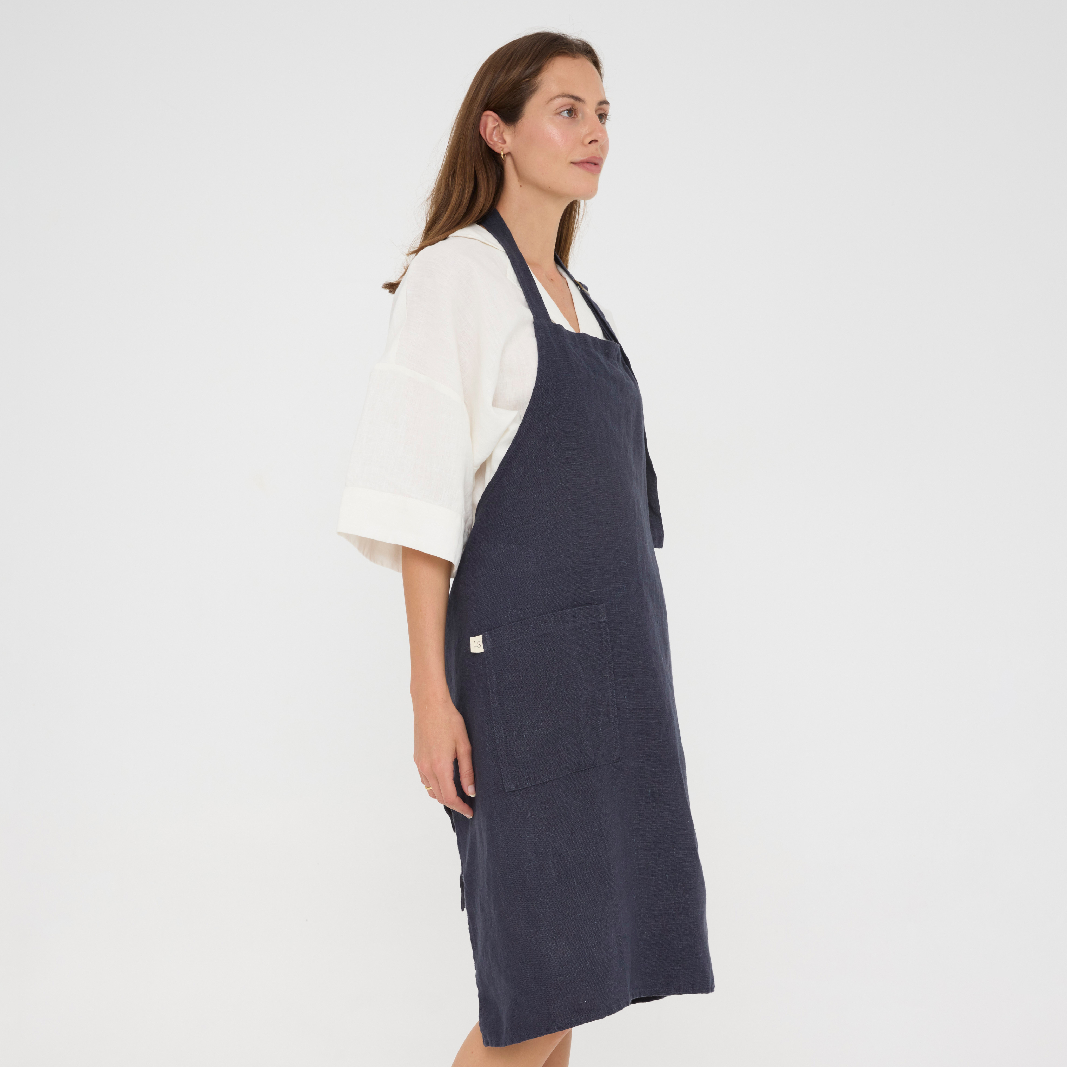 Navy Linen Apron