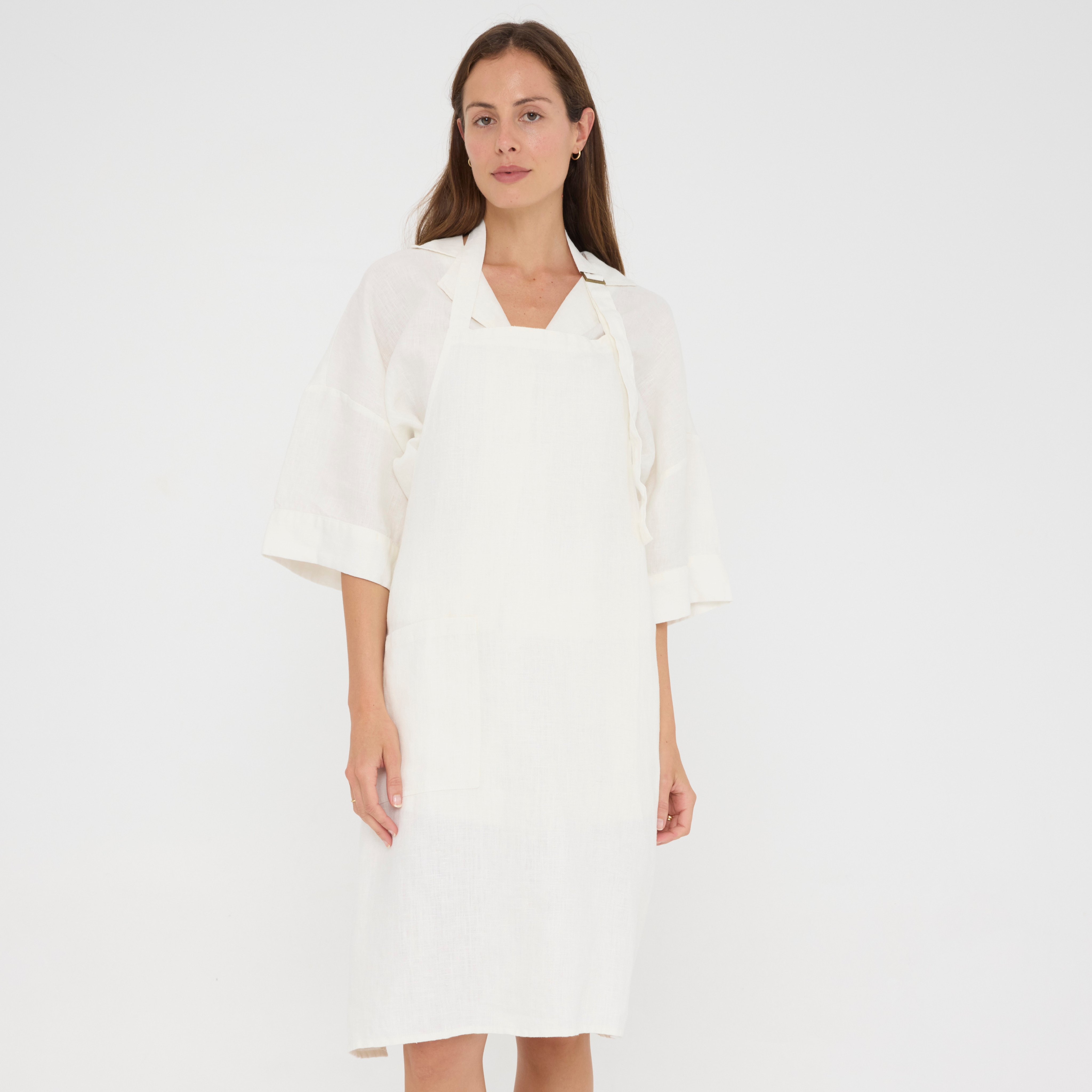 White Linen Apron