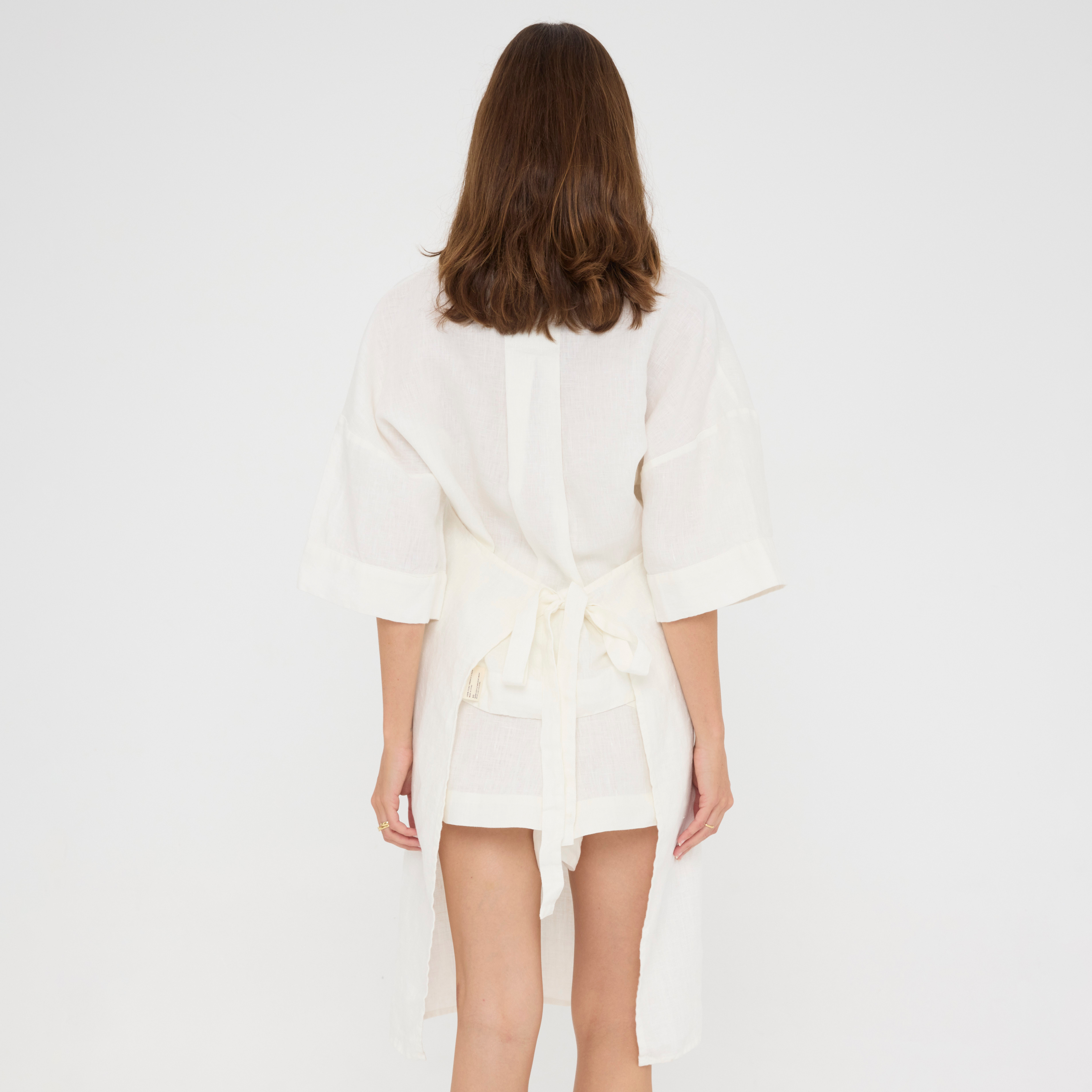 White Linen Apron