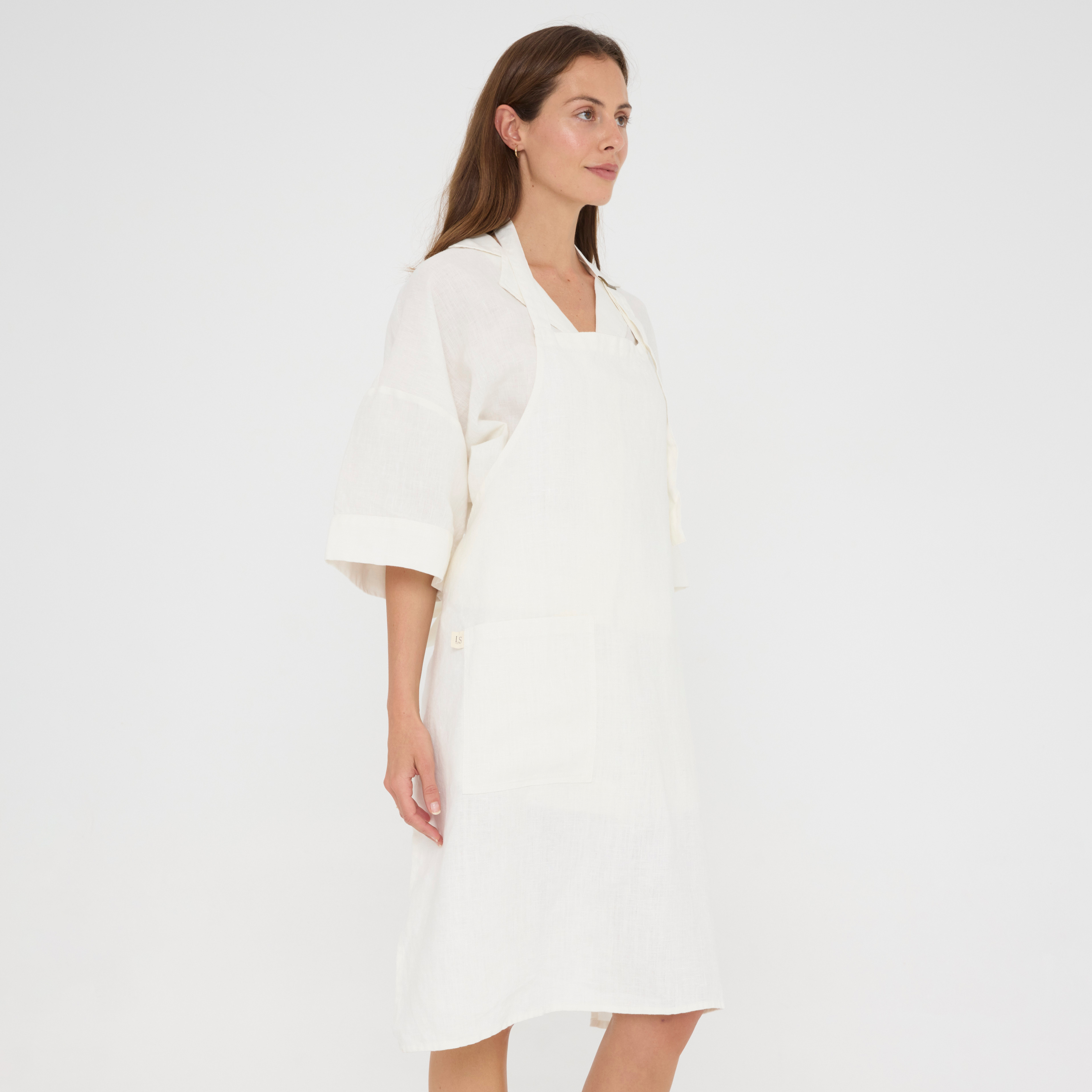 White Linen Apron