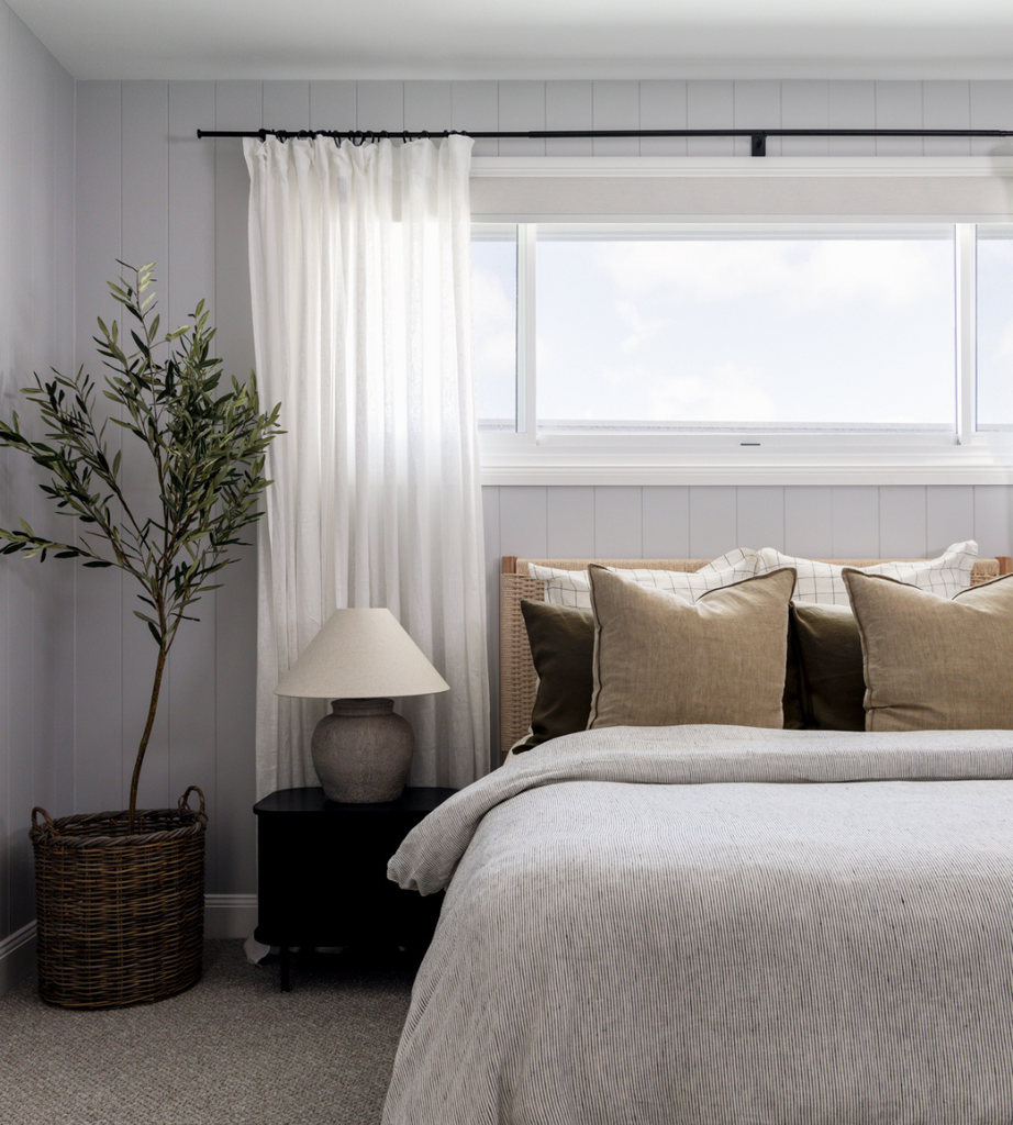 Linen Social Ash Pinstripe Linen Bedding Duvet Set