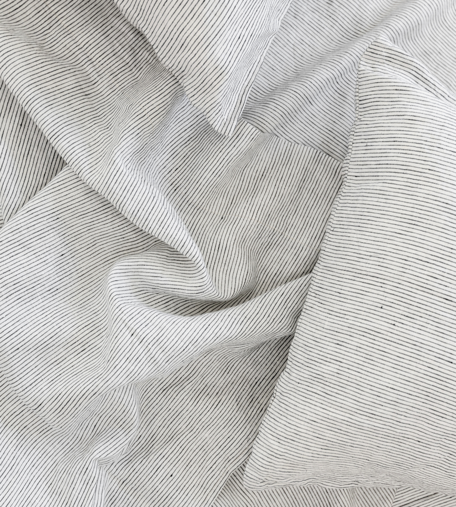 Ash Pinstripe Linen Duvet Bedding