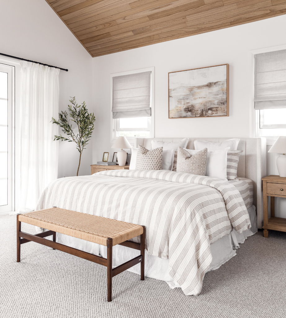 Milk and Honey Chester Stripe Linen Bedding Styling