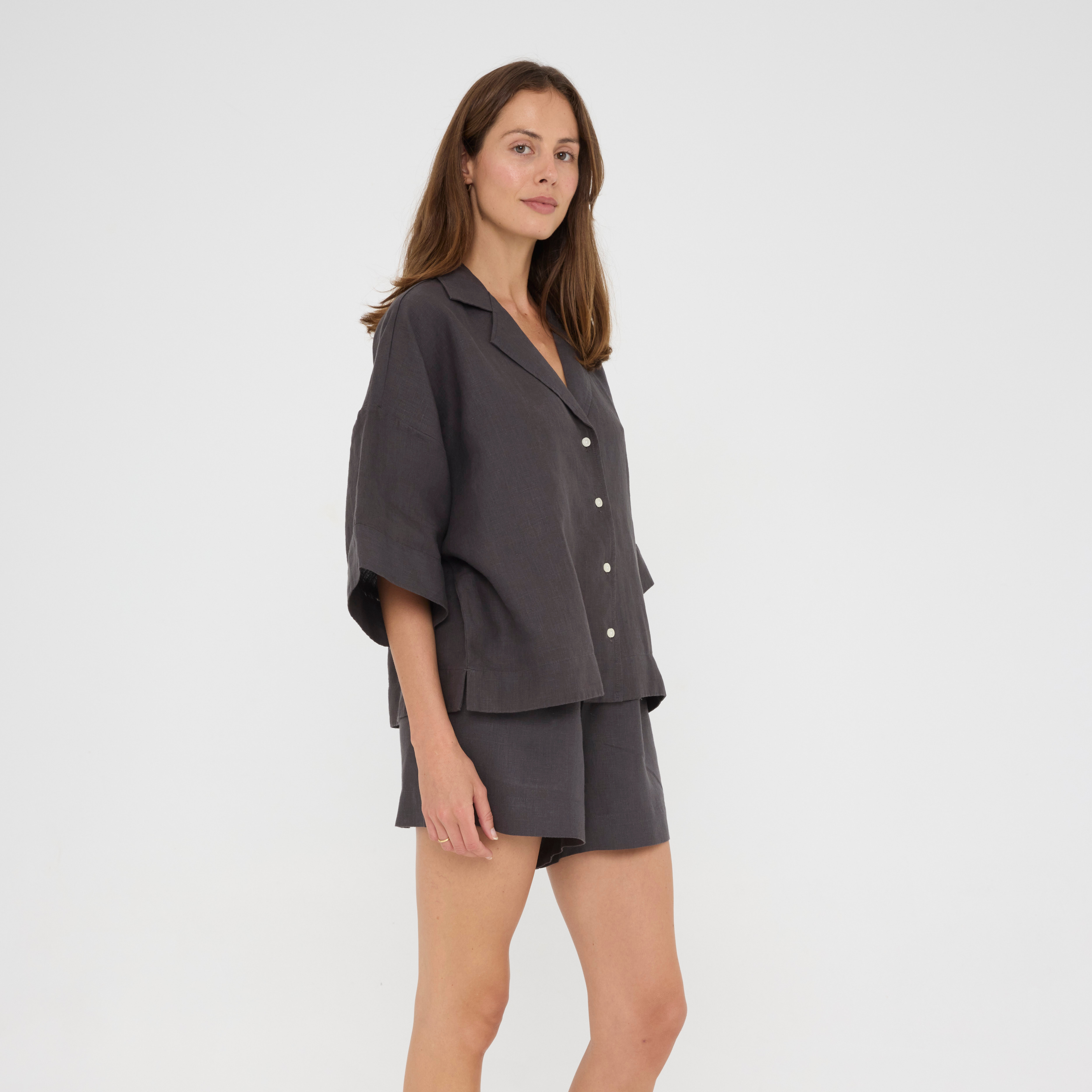 Charcoal Relaxed Linen Loungewear Set