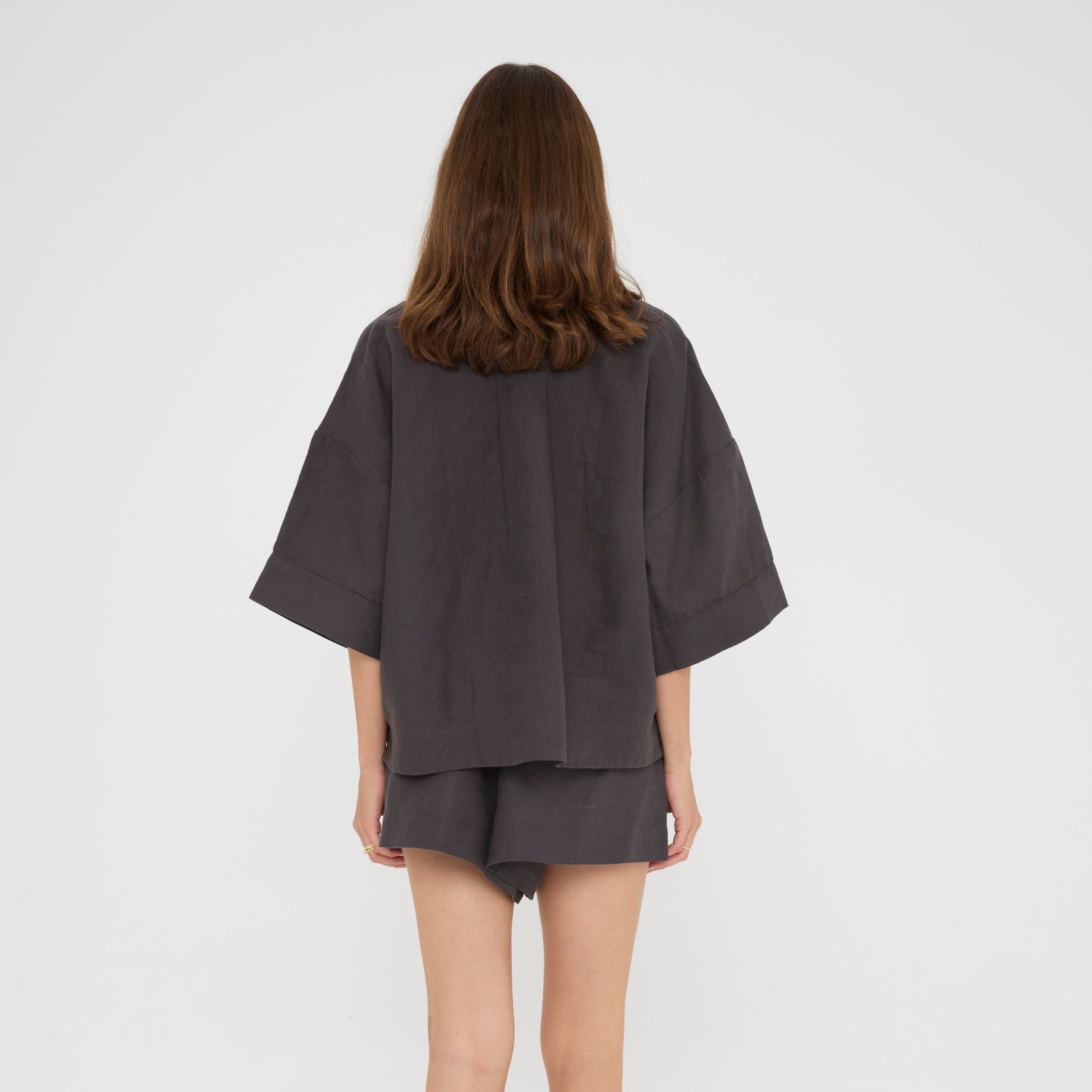 Charcoal Relaxed Linen Loungewear Set