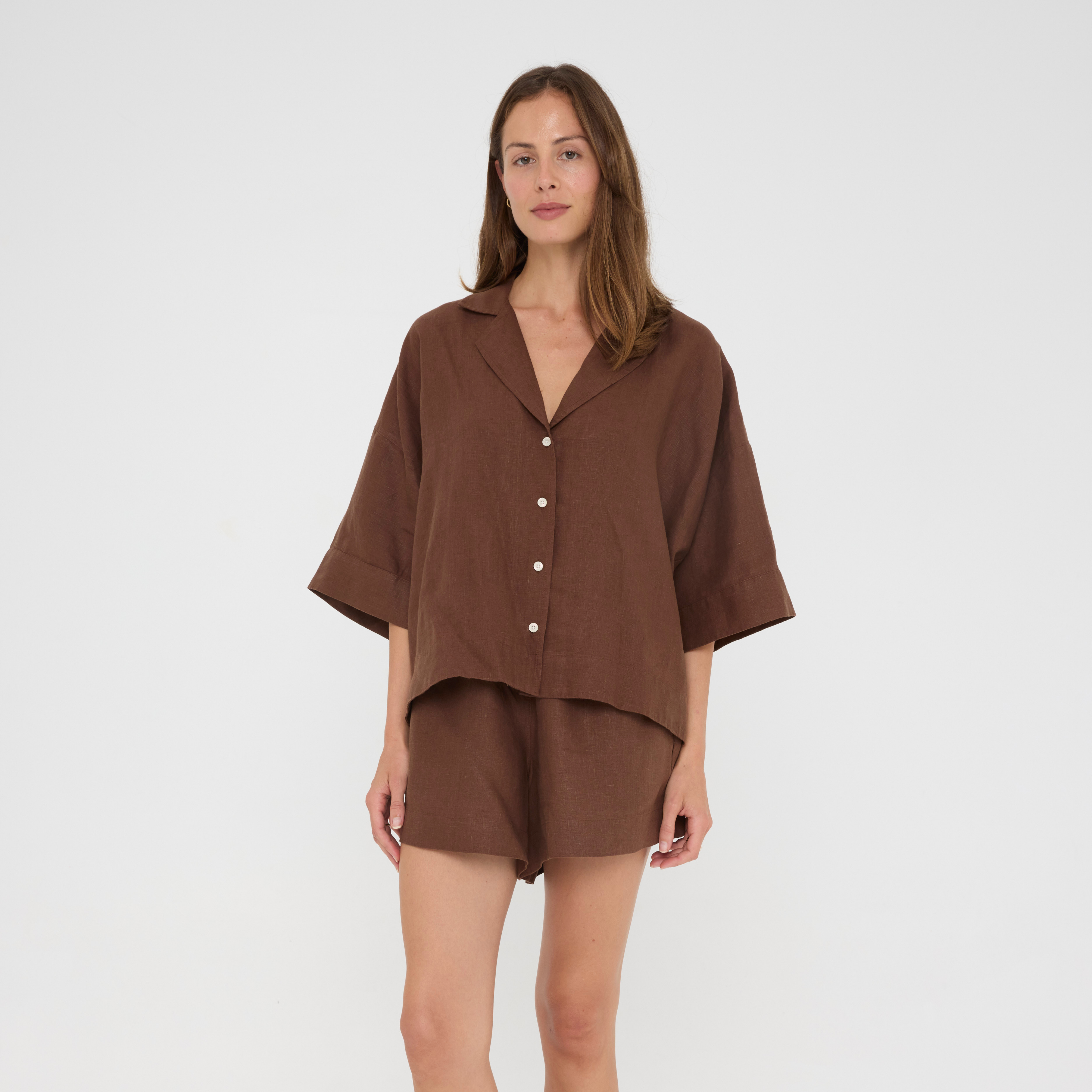 Chocolate Relaxed Linen Loungewear Set